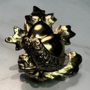 Gold Acorn and Leaf clip earrings